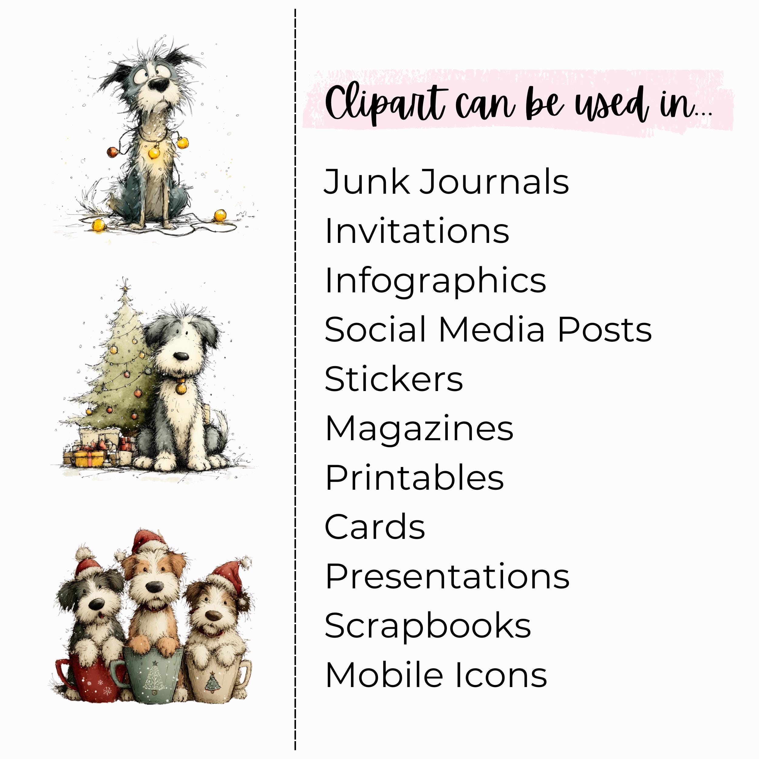 Christmas Dog Clipart Bundle 18 PNG Watercolor Puppy Clipart Cute ...