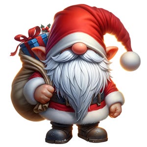 Santa Christmas Gnomes Watercolor PNG, Gnome Winter Clipart, Christmas Graphics, Festive Xmas Gonks, Junk Journaling, 13 Gnome Santa Bundle