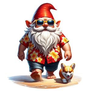 Watercolor Beach Dog Gnomes Clipart 12 PNG Beach Gnome Clipart Summer Gnome Gnomes PNG Summer Gnome Bundle Junk Journal Commercial Use