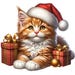 Christmas Kitten Clipart Bundle, 12 PNG Watercolor Christmas Kitten ...