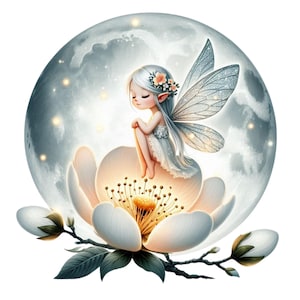 Moon Fairy Clipart 12 PNG Fairy Garden Magical Fairy Clipart For Fairy Lovers Scrapbooking Digital Planner Commercial Use Digital Download