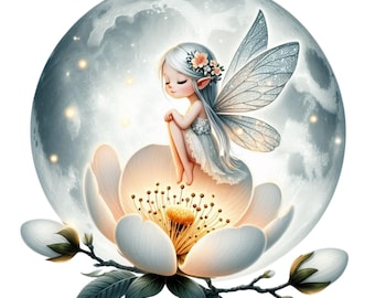 Moon Fairy Clipart 12 PNG Fairy Garden Magical Fairy Clipart voor Fairy Lovers Scrapbooking digitale planner commercieel gebruik digitale download
