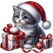 Christmas Kitten Clipart Bundle, 12 PNG Watercolor Christmas Kitten ...