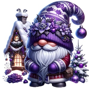 Christmas Gnome Clipart Bundle, Winter Gnome png graphics, Christmas Clipart, Christmas sublimation, Transparent background, Commercial Use