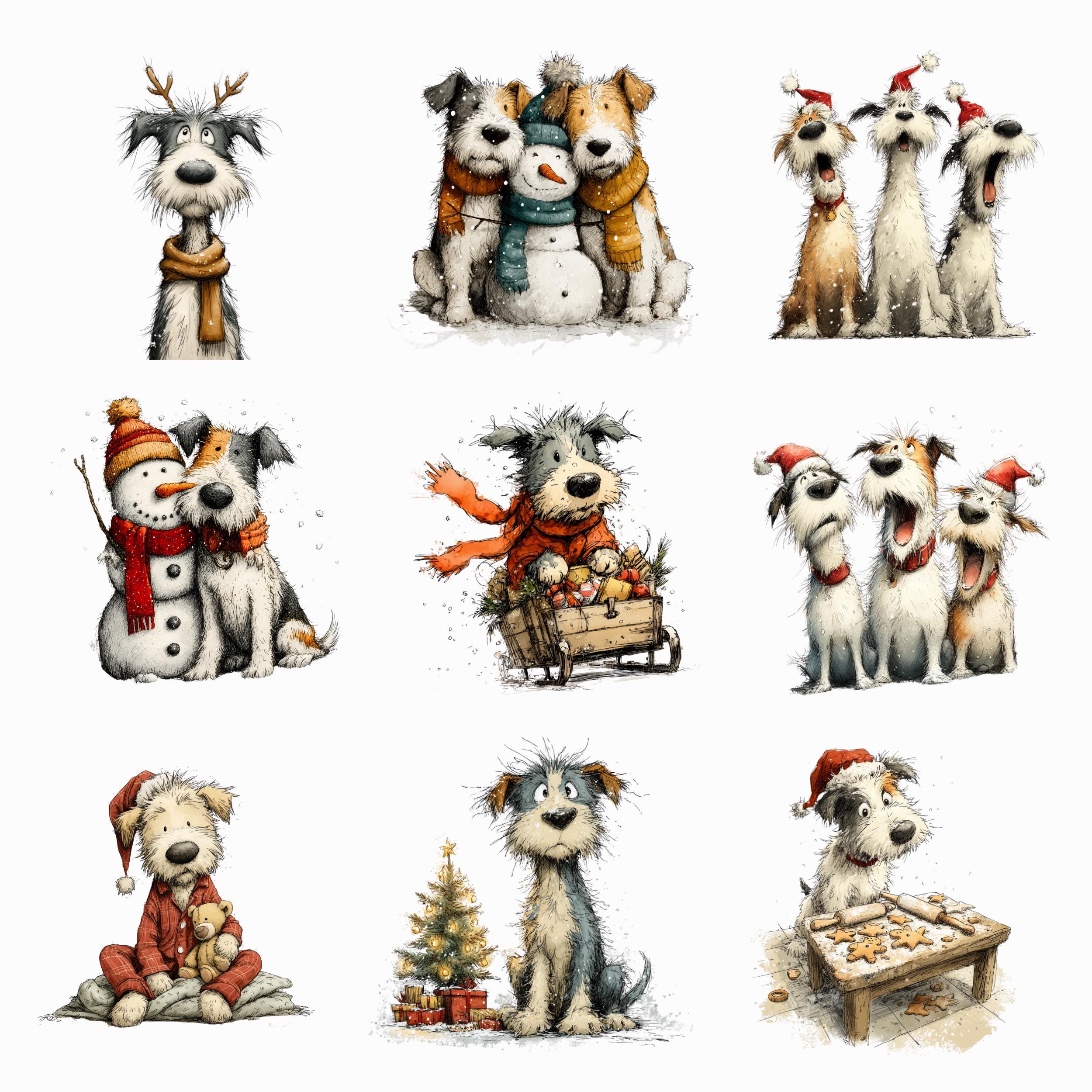 Christmas Dog Clipart Bundle 18 PNG Watercolor Puppy Clipart Cute ...
