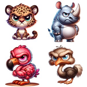 Watercolor Funny Grumpy Animals Clipart Bundle, 36 PNG Funny Grumpy ...