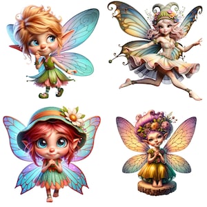 Quirky Fairy Clip Art, 30 Watercolor Fairies png for Junk Journaling, Scrapbooking, Card Making, Digital Download, Fantasy, Whimsical Fairy