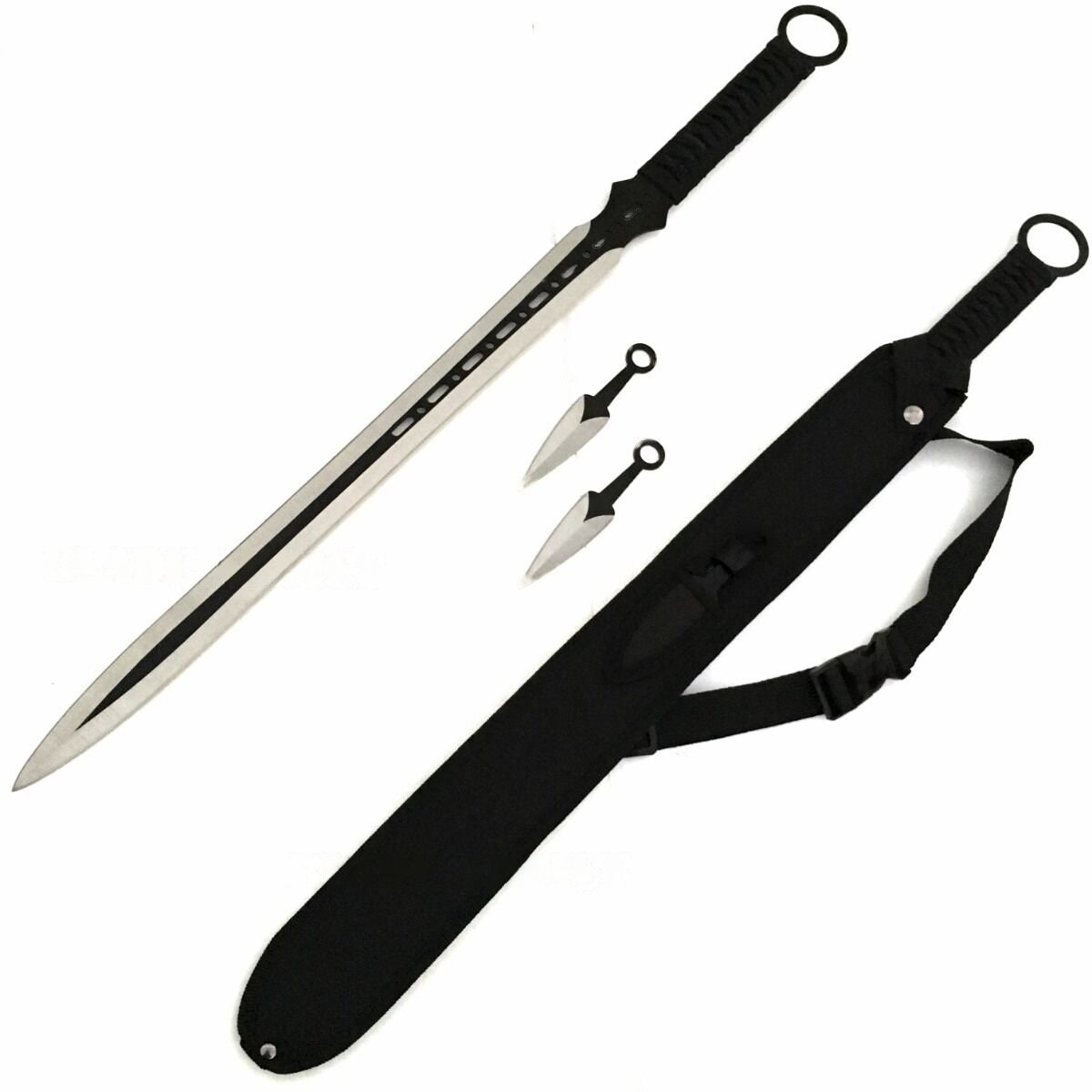 27 NINJA SWORD TANTO Machete + 2 Knife Full Tang Tactical Blade