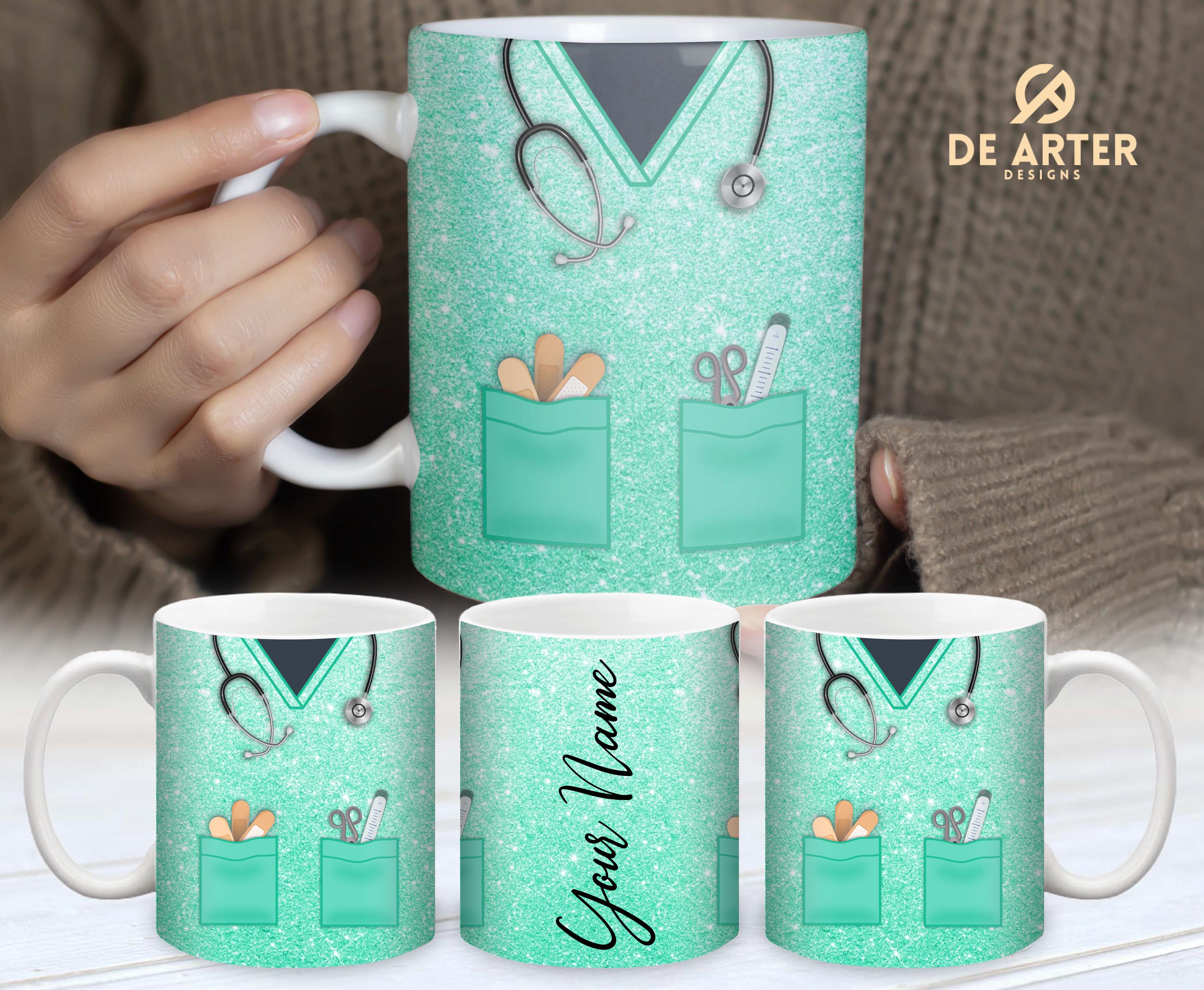 Tazza Personalizzata Per Infermiera Con Cuore - Regalo Per Infermieri, Medici E Personale Sanitario - 330 Ml Ceramica Lavabile In Lavastoviglie - 3