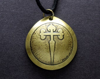 Artisan Engraved Santiago Cross Pendant: A Symbol of Devotion