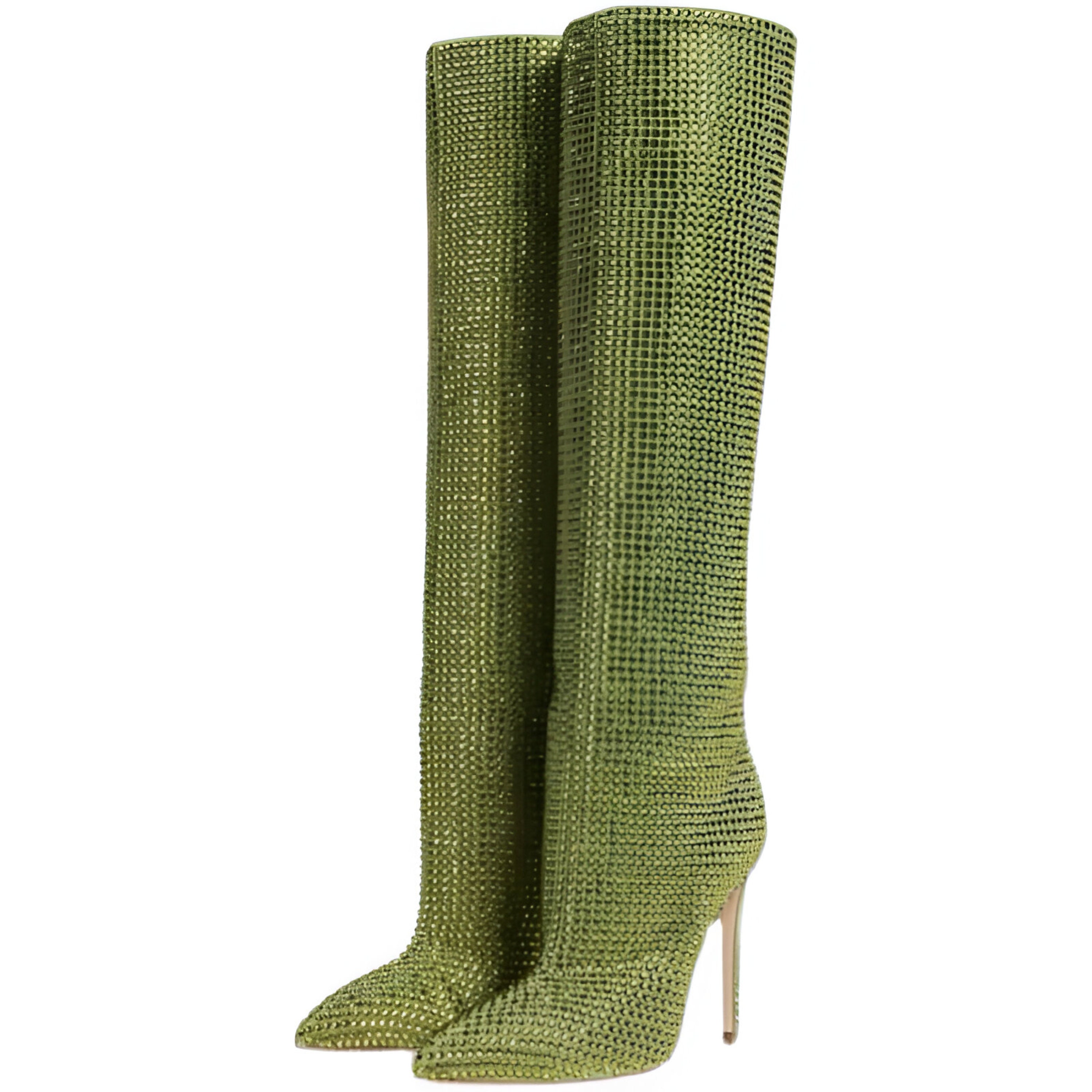 Crystal Green Flower High Heeled Sandals