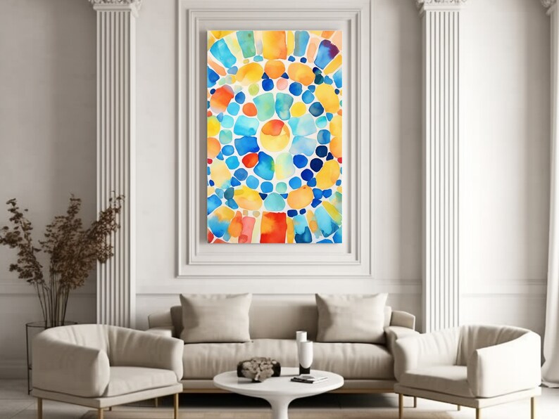 Set of 3 Watercolor Abstract Wall Art Prints 3 Geometric Etsy UK