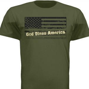 God Bless America Military Green T-Shirt