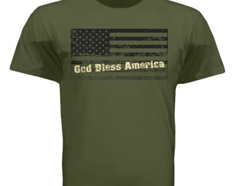 God Bless America Military Green T-Shirt