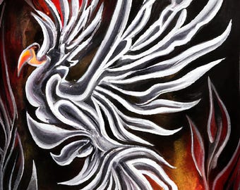 PHOENIX RISING - AI Collaboration, Digital Download, Printable Art, Digital Poster, Contemporary Digital Painting, Affordable Artwork