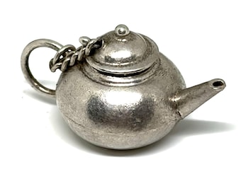 Vintage Miniature Hand Made Sterling Silver 925 Antique Teapot Dollhouse Charm .9” Kitchen Decor