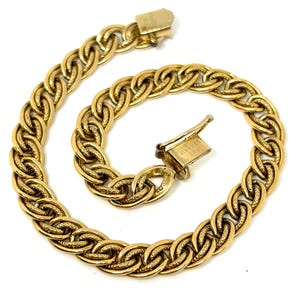 Antique Rhythm MCM Gold Fill Double Curb Link Locking Chain Charm Bracelet 7”