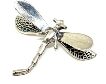Sterling Silver Dragonfly Figurine Charm, 5.5g Mini Sculpture