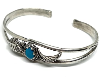 Vintage handgemaakte Navajo sterlingzilveren turquoise manchetarmband 2,25"