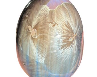 Vintage Duly Mitchell Crystalline Iridescent Glaze Porcelain Egg 3” Sedona AZ