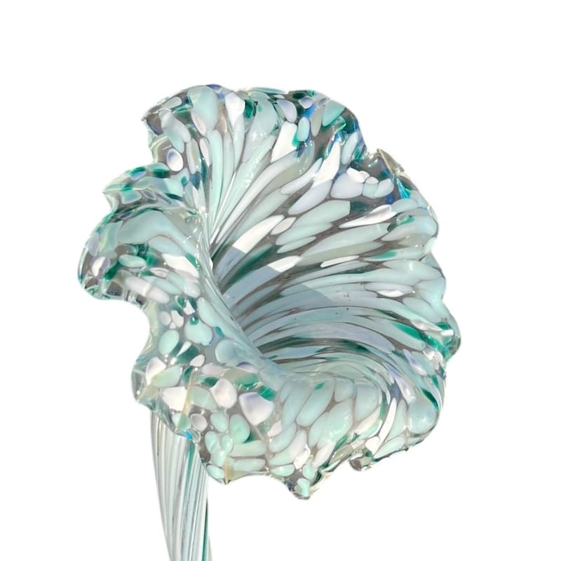 Blue Hand Blown Art Glass Flower