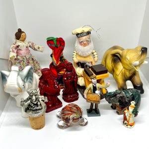 Mixed Lot of Vintage Miniatures: Wooden, Ceramic, Metal Toys & Collectibles