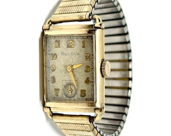 Vintage Bulova 21J Gold Fill Art Deco Mechanische Wind Up Antique Tank Uhr REPARATUR