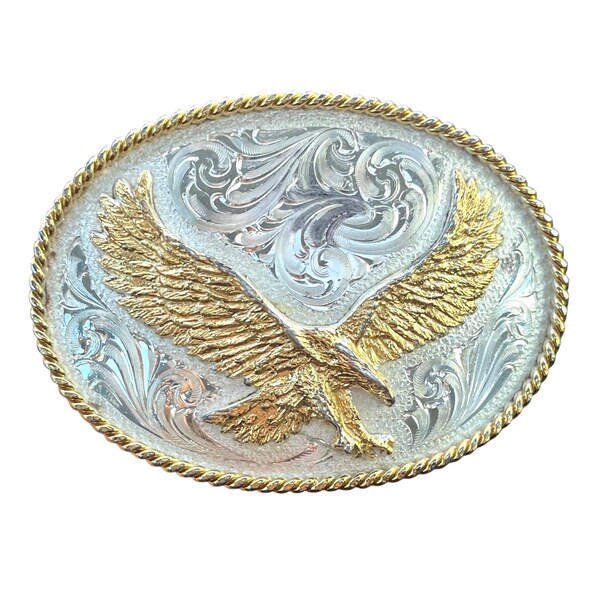 MONTANA SILVERSMITH Large Oval Western Gold Eagle Belt Buckle Stamped Style 1460
