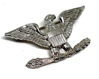 Vintage Vanguard Military Colonel Eagle Sterling Silver PIN with 2 clutches