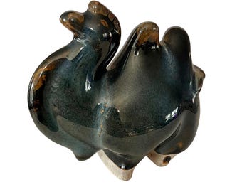Antyczna ceramika / porcelana chińska statua wielbłąda pustynia Gobi podpisana ręcznie wykonana sztuka ceramiki zabytkowa figurka dekoracja błyszczące wykończenie 4” wysokości