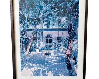 Signed Robert E. Kennedy Painting Lithograph Print Hemingway House Key West FRAMED 21x27 inch