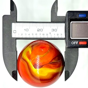 Vacor Red Devil Shooter Glass Marble: 35mm Swirl Art (Near Mint)