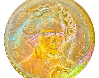 Pisapapeles de cristal iridiscente con forma de moneda de Beethoven de Robin Lehman, decoración musical de piano 08