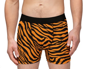 Tiger Stripe Men's Boxers, Orange and Black, Comfortable Stretchy Fabric