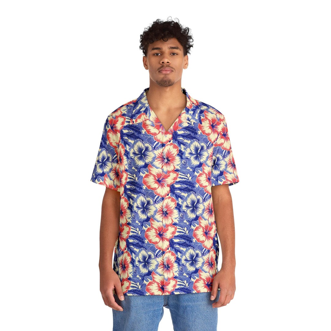 Light Pink Hibiscus Print Aloha Shirt | Pink Men's Shirt