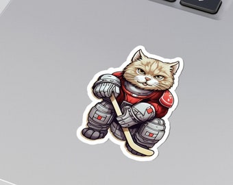 Hockey Goalie Cat Sticker | Perfect for Laptops, Notebooks, and More!