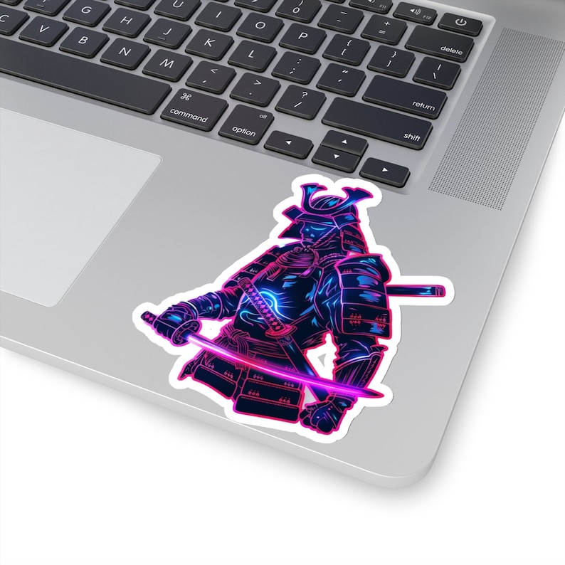 Samuri Pc Sticker Neon Cyber Samurai Sticker: Retrowave Laptop Decal - Etsy