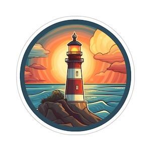 Lighthouse Beacon | Coastal Lighthouse Sticker | Original Artwork | Perfect for Laptops, Binders, Coolers | Durable Vinyl