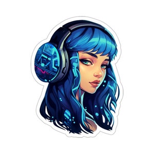 Cyber Girl Sticker | Futuristic Decal | Tech-savvy Swagger for Laptops, Game Consoles, and More