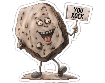 You Rock, Cheerful Gray Rock Sticker, Perfect for Motivation & Smiles