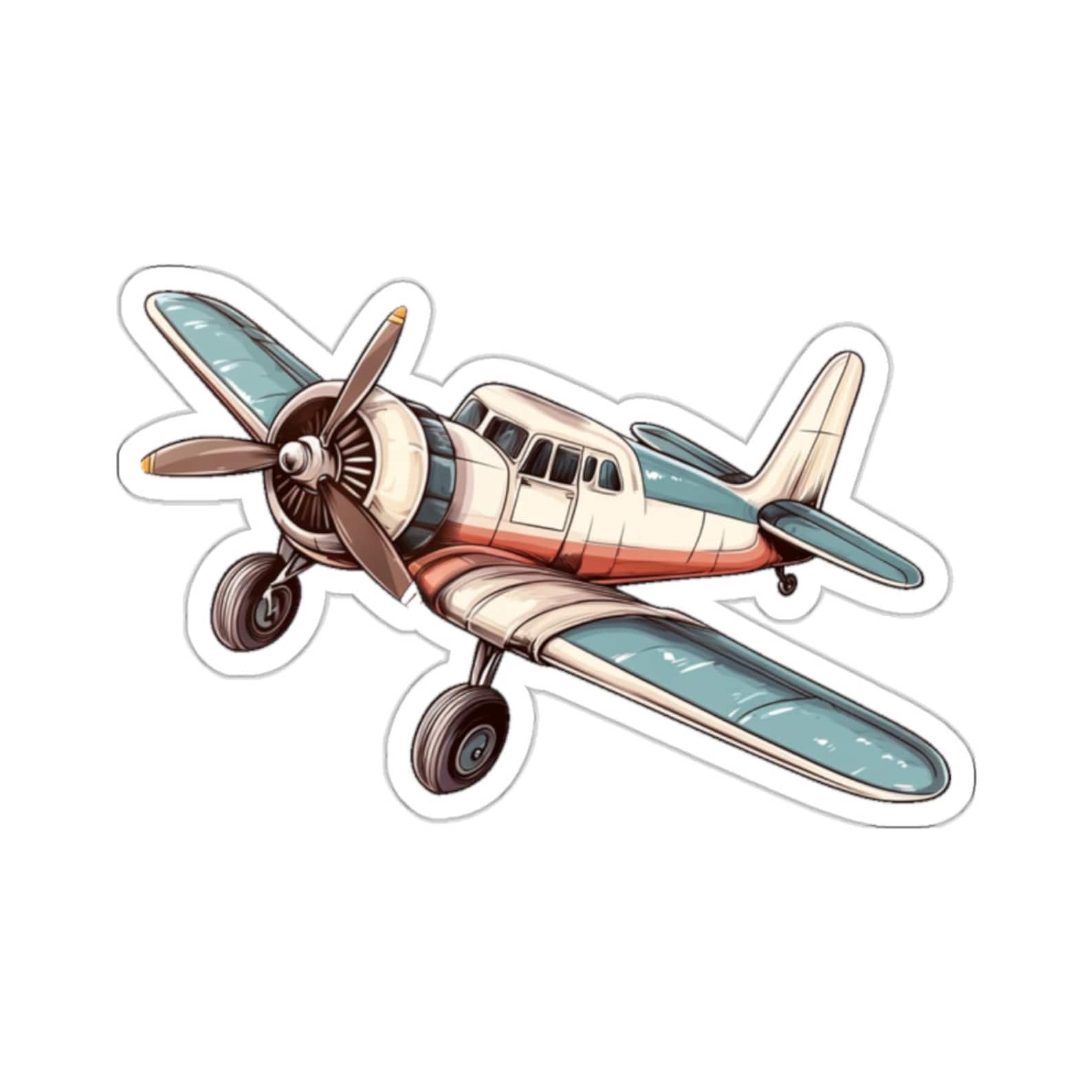Fly High, Vintage-style Airplane Sticker, Cool Cartoon Plane Decal ...