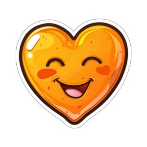 Smiling Orange Heart Emoji Sticker: Laptop & Phone Decal