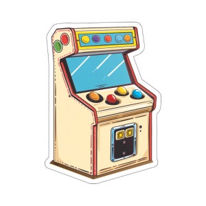 Retro Arcade Machine Sticker: Glossy Vinyl Gamer Decor