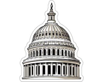 US Capitol Building Sticker: Glossy Vinyl Decal for History Buffs