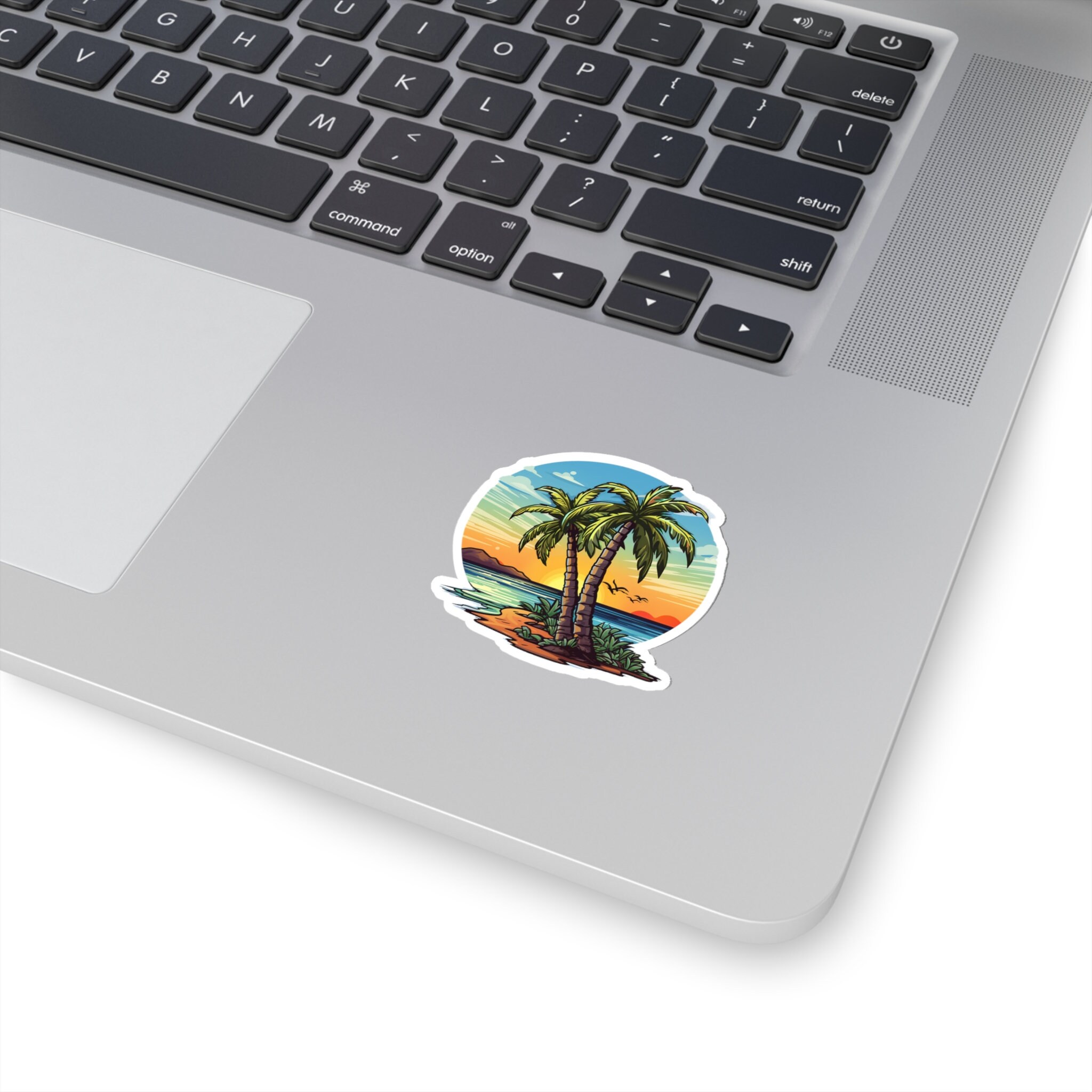 Palm Tree Island Sunset Sticker | Tropical Vacation Vibes - Etsy