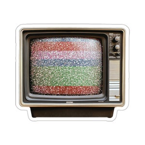 Retro TV Vibes, Colorful Static Screen Sticker, Nostalgic Decor, Vintage Style