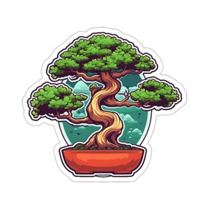 Bonsai Balance, Japanese Tree Sticker, Vinyl Decor, Indoor Zen Adornment