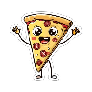 Pizza With Attitude, Cartoon Pizza Slice Sticker, Perfect for Laptops and Water Bottles