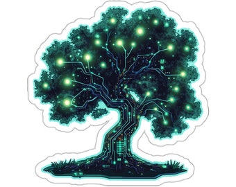 Circuit Tree Sticker, Bioluminescent Tech, Gadget Decor