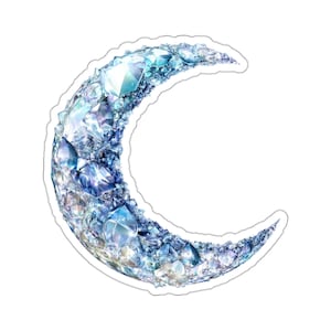 Crystal Crescent Moon Sticker, Shiny Moon Decal, Cosmic Decor for Space Lovers